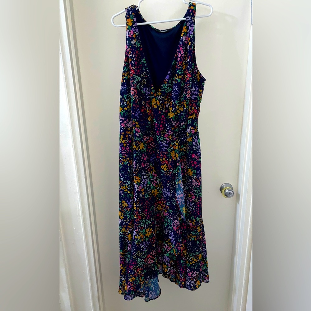 Asymmetrical wrap dress multi colored